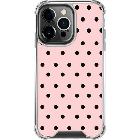 Pink and Black Polka Dots iPhone 15 Pro Clear Case